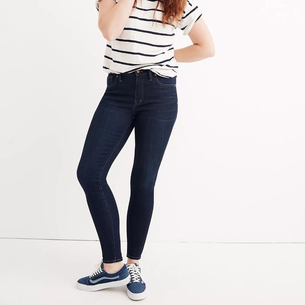 Madewell 9" high rise skinny dark wash